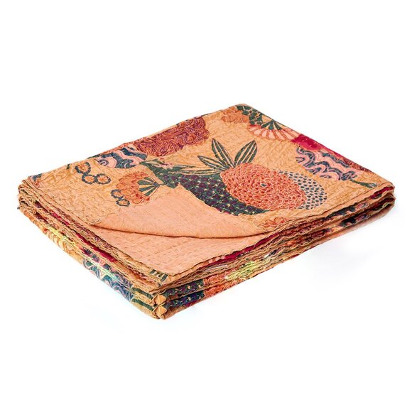 Taj Hotel Home Decor Kantha Cotton Throw | 1-Piece | Multicolor | 50"x70" - Picture 2 of 2